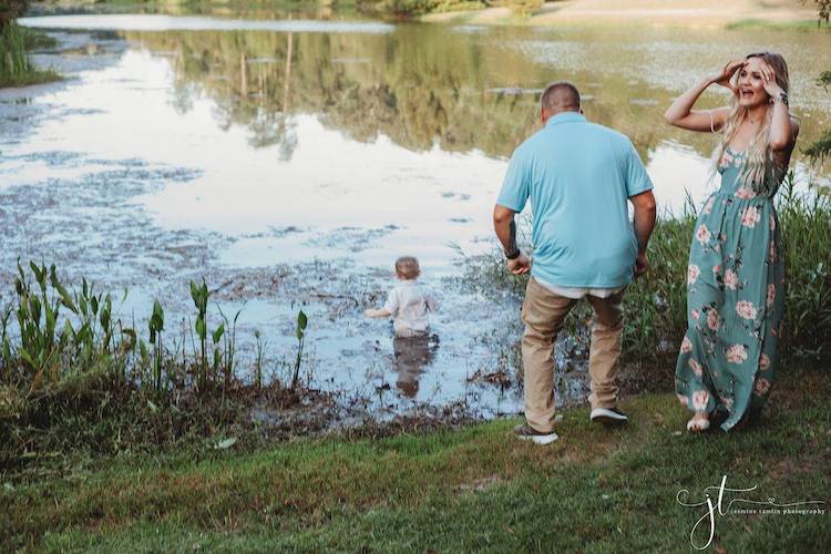 Toddler Walks Into Pond in Middle of Family Photo Shoot