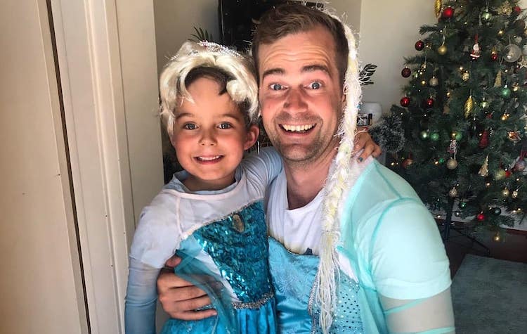 Dad Embraces 6-Year-Old Son's Elsa Obsession & Dresses in Matching Elsa Costume