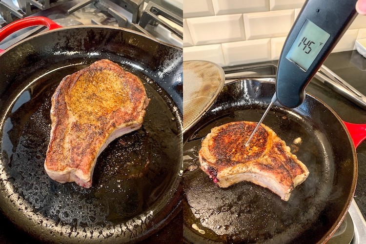 Ayesha Curry’s Easy Pork Chops Recipe Spice Cooking In Pan Steps