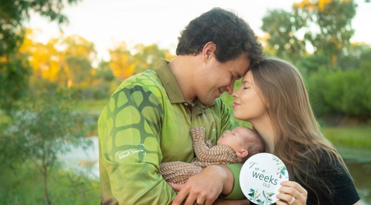 Chandler Powell And Baby Grace Show Off Matching Zoo Khakis