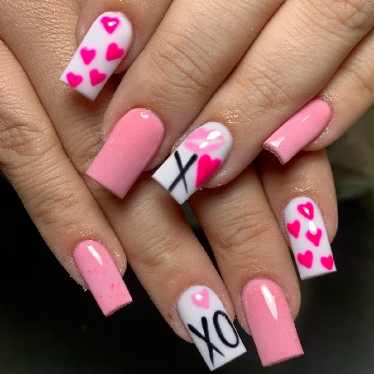 Pink Valentines Day Nails