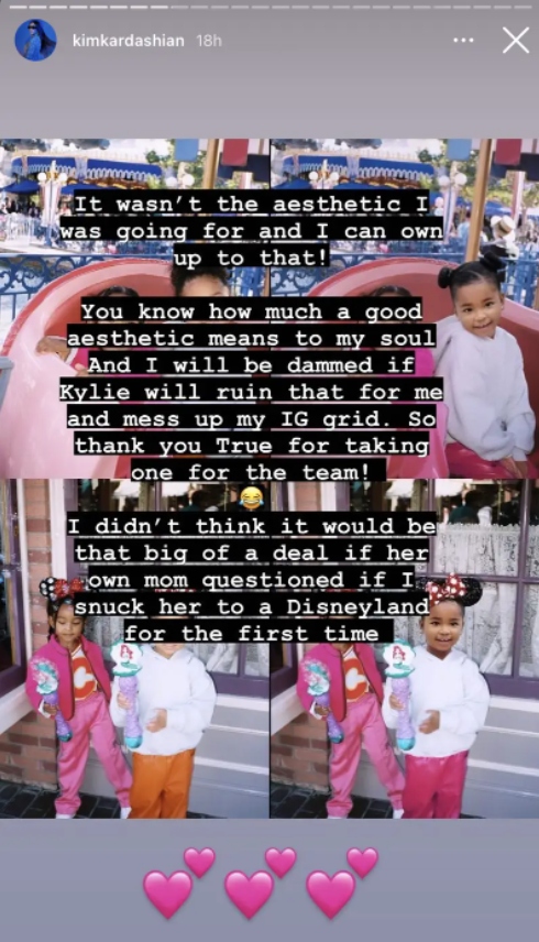 Kim Kardashian Gets Heat For Revealing Why She Photoshopped True’s Face Over Stormi In Disney Photos